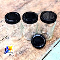 250ml, 06/12 pcs glass jar for kitchen & dining. Glassware Food Container with New Black Cap..