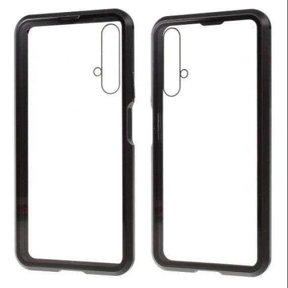 Huawei Nova 5i / Honor 20s / Honor 20 - 360 Degree Magnetic Adsorption Case Metal Frame Tempered Glass Back with Built-in Magnet Cover