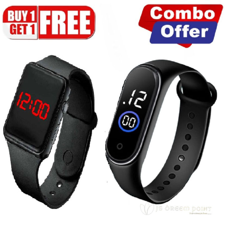 New Collection Buy 1 get 1,Square LED Digital Sports Watch And Ring Touch Watch, Combo Offer - Watch For Men - Watch - ঘড়ি - Watch For Men