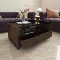 Full Glass Tea Table With 2 Drawers Simple Design Engineering Wood Coffee Table with glass top for Home & Office. 
