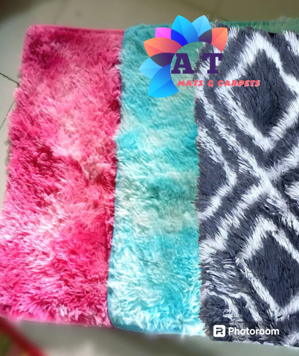 4 Pcs Paposh Feather Touch sheepskin Floor Mat rugs for Bedroom Standard Multicolour Door Mat Paposh