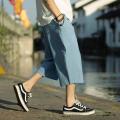 M-5XL Wide Leg Linen Drawstring Pants Elastic Waist Three Quarter Linen Trousers Mens Summer Loose Fit Casual Pants XXXXXL.