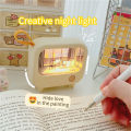 GC LED Night Light Cute TV Painting Design Learning Table Lamp USB Charging 2-Level Lighting Mini Desktop Light Birthday Gift. 