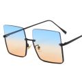 Fashion Oversized Square Sunglasses Women Brand Retro Big Frame Sun Glasses Female Metal Semi-Rimless Designer Oculos De Sol.