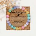 Family Bracelet Natural Stone Bead Bracelet With Card Prayer Lucky Jewelry Gift For Mom Father Lover Wife Cat Eye Stretch Bangle. 