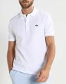 Men's Custom Slim Fit Pony Embroidered Short-Sleeved Polo Shirt- White. 