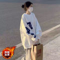 Women's Sweater Fleece-Lined Thickened Winter Idle StyleinsTrendy Super Popular Student Korean Style Loose Spring and Autumn Thin White Top.