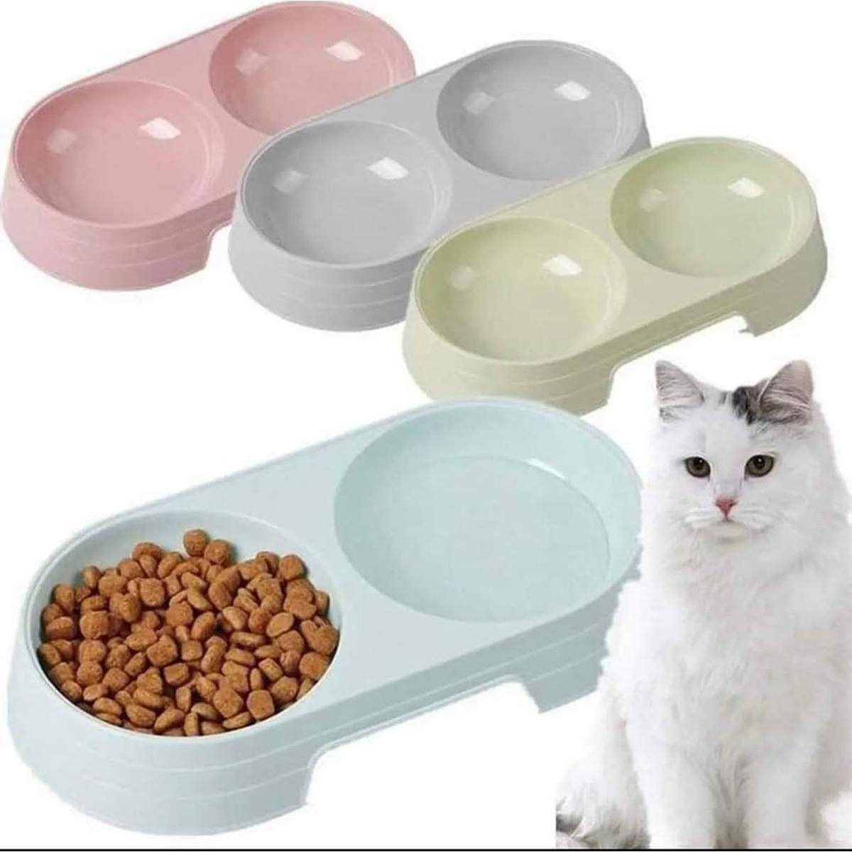 Pet Double Bowl of Water Food pink for Dog Cat Pet Jora Vati Bati for Cat and Dog Partisan Food Pot Feeder Container Bowl 1pc
