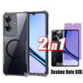 2 in 1 Realme Note 60X Shockproof Case for Realme Note 60 C75 Anti Blue Light Ray Tempered Glass.