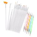 Nail Art Dotting tools and Painting Brush Set - (20pcs) - White, Pink , Black Random Colour.