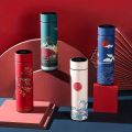 1pc Chinese Style Thermal Water Bottle, Retro Smart Temperature Display Insulated Cup, Stainless Steel Water Cup. 