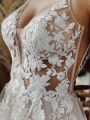 Sheer Illusion Beach Wedding Dresses 2023 Long Tulle Lace Sexy Bridal Gown A-Line Pluging V-Neck Vestido de Noiva. 