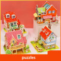 DIY House 3D Paper Puzzle Safe Cartoon Castle Construction Model For Kids Hand On Ability Early Learning Educational Toys MuXiaRe. 