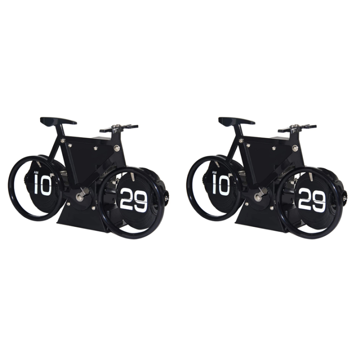 2X Flip Clock Retro Style Bicycle Shaped Flip Clock Classic Mechanical Desktop Clock, Digital Display
