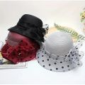 Flower Decor Dotted Print Bucket Hat, Sunscreen Fashion Elegant Traveling Fisherman Hat For Vacation, Women's Caps Hats. 