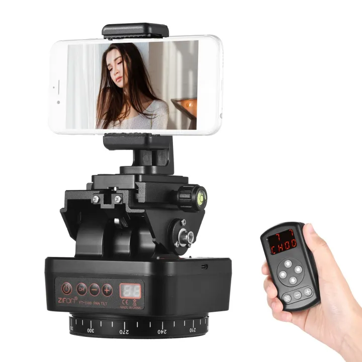ZIFON%20YT-1000%202.4G%20Wireless%20Control%20Automatic%20Tripod%20Head%20360%20Degree%20Rotatable%20Motorized%20Panoramic%20Head-black%20-%20Image%203