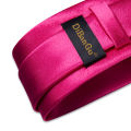 Solid Hot Pink Stain Men's Tie Set Handkerchief Cufflinks 8cm Width Wedding Party Necktie Groom Men Suits Accessories Gift.