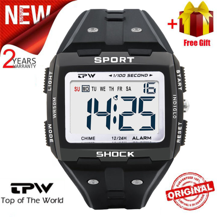 (Ready Stock) TPW Oversized Digital Men Sports Watch Big Numbers Easy to Read 5ATM Water Resistant K9004