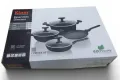 Kiam Non Stick 7 Pcs Cookware Set For Superior Release -1Pc Casserol, 1Pc Fry pan, 1Pc Karai and 1Pc Milk pan with 3 lids.