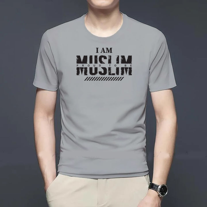 I am muslim_Black Soft & Comfortable Cotton Half Sleeve & Round Collar T-Shirt For Men - Comfort for Everyday Wear