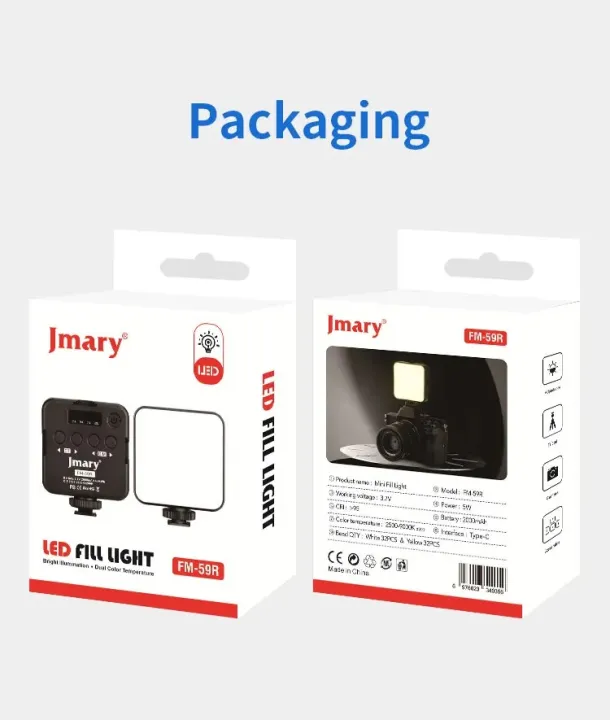 Jmary%20FM-59R%20Rechargeable%20Mini%20LED%20Light%20Video%20Recording%20Mini%20Fill%20Light%20with%203%20Cold%20Shoe%20Mounts%20-%20Image%202