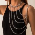 Harness Heavy Metal Body Jewelry For Women One Shoulder Chian Necklace Beach Bikinis bodychain y2k Party Grungy Accessories.