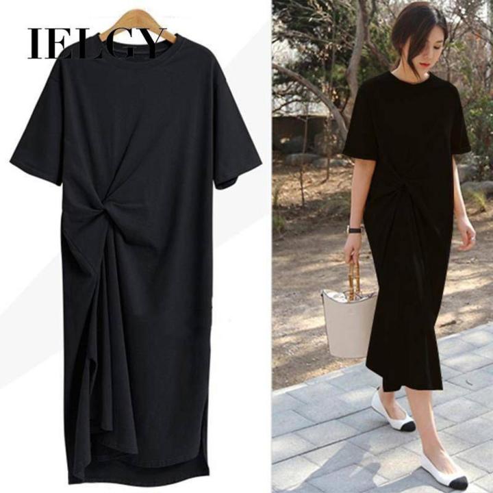 IELGY dress loose casual dress large size long t-shirt skirt female summer