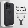 Luxury Cloth Leather Deer Head Pattern Case for iphone 15 14 13 12 11 Pro X XR XS Max 16 Plus Shockproof Soft Back Shell Cover. 