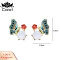 Carat Women Earrings Enamel Oil Painting Butterfly Earrings. 