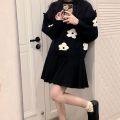 Embroidered Little Flower Pullover Sweater for Female Students Autumn and Winter New Korean Style Contrast Color Idle Style Loose Outer Wear Sweater. 