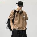 Short Sleeve Shirt for Men Stylish Regular Fit Summer Mens T Shirts Pullover 3XL Beige. 