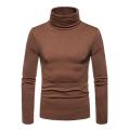 Autumn Winter Mens Thin Thermal T-shirt Simple Men's Half-collar Bottoming Slim Warm Cotton High-necked Long-sleeved T-shirt. 