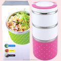 3 Layer Hotpot Lunch Box 1260ml with Double Handles, Insulation, and Heat Preservation, Stainless Steel Inner, Silicone Seal. 