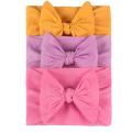 3Pcs Newborn Baby Headband Soft Bows Elastic Headbands Hair Band For Girls Solid Color Toddler Kids Turban Baby Hair Accessories.