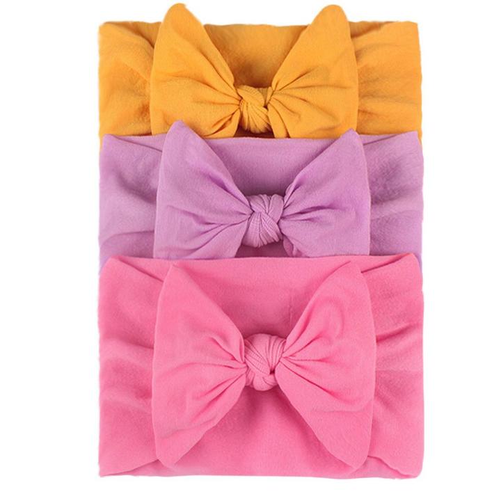 3Pcs Newborn Baby Headband Soft Bows Elastic Headbands Hair Band For Girls Solid Color Toddler Kids Turban Baby Hair Accessories