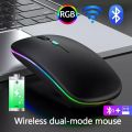 wireless bluetooth M2 dual mode rechargeble backlit lighting ultra slim design compac size portable rgb mouse.