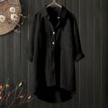 Elegant Cotton Crepe Shirt for Women – Lightweight Tunic with Collar and Button Detailing. 