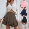 Women Mini Skirt Pleated Skirt Summer Clothes High Waist Chic Skirt College Solid Color Sweet A-line Skirt School Girl Uniform. 