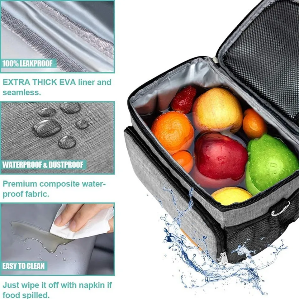 Lead-free Leakproof Insulated Lunch Bag with Adjustable Strap Bpa-free Cooler Tote for Office Picnic Hiking Beach Reusable Lunch Box for Men Women Lunch Cooler Bag