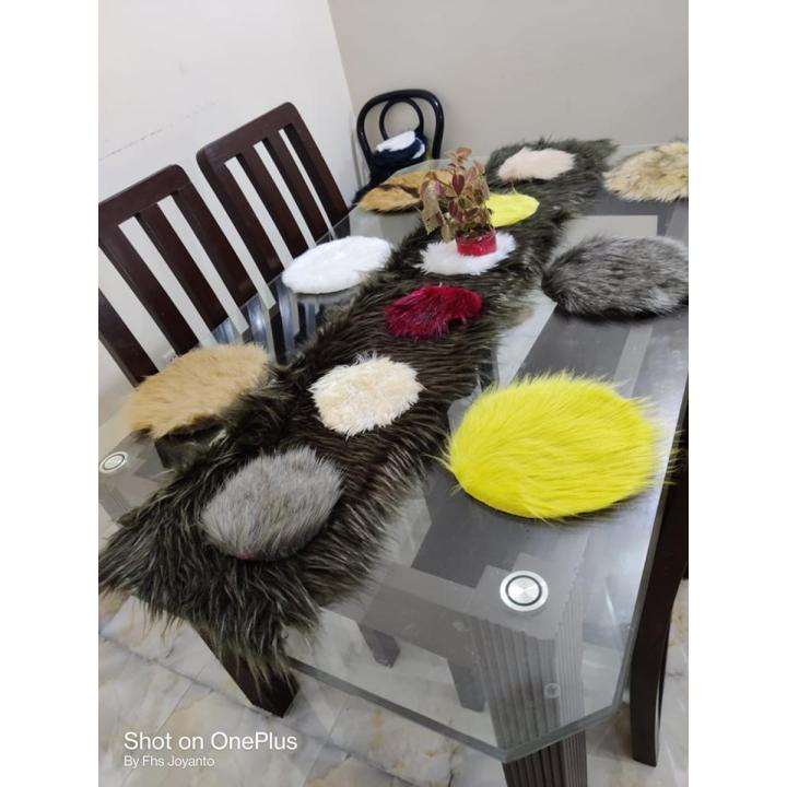 Table Fur Rug Faux Fur Table Runner With 12 Round Mat | Daraz.com.bd