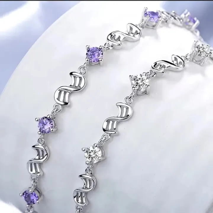 korean%20fashion%20925%20Sterling%20Silver%20noble%20White%20Purple%20crystal%20Bracelet%20for%20women%20wedding%20Jewelry%20Accessories%2017CM+4CM%20-%20Image%203