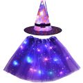 Women Kids Girl Glow Cobweb Light Up Tutu Skirt Spider Web Hat Wizard Witch Costume Party Gift Bat Cloak Halloween Christmas.