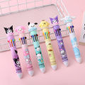 Sanrio Press Ten Color Ballpoint Pen Cartoon Kawaii Kuromi Multi-color Students Gel Pen Melody Sanrio Stationery Write Cute Pens. 
