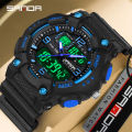 SANDA 6181 Dual Display Men Watches Waterproof Sports Watch Military Man Alarm Stopwatch Quartz Wristwatch Male Digital Clock.