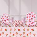 Strawberry Party Disposable Tableware Sets Picnic Pink Fruit Tool Gril Birthday Party Decorative Dessert Plastic Tableplates.