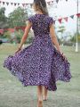 Summer Elegant Floral Long Dress Women Casual Bandage Irregular Slit Boho Beach Dress Fashion Green V Neck New In Dresses 2023.