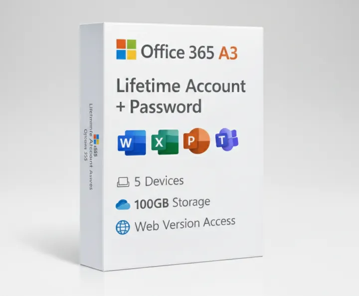 Microsoft Office 365 A3 Lifetime Account + Password | 5 Devices | 100GB ...