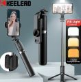 Q07 Selfie Stick Foldable Mini Tripod with Fill Light Bluetooth Remote Shutter Retractable Rod for Phone (100cm).