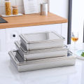 Tiramisu Disk Stainless Steel Plate304Extra Thick Flat Rectangular Plate Box with Cover Steamed Cake Baking Plate. 
