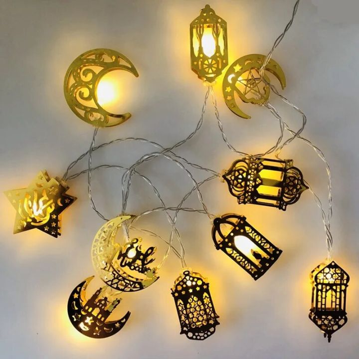 Ramadan Decoration Eid String Lights 1.65M 10LED Mubarak Moon Battery ...